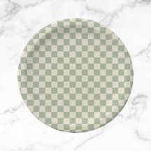 Groen en Gebroken Wit Checkerboard