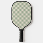 Groen en Gebroken Wit Checkerboard Pickleball Paddle (Achterkant)