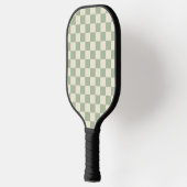 Groen en Gebroken Wit Checkerboard Pickleball Paddle (Links)