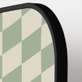 Groen en Gebroken Wit Checkerboard Pickleball Paddle (Links Detail)