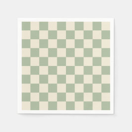 Groen en Gebroken Wit Checkerboard Servet