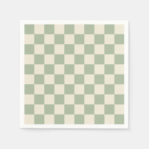 Groen en Gebroken Wit Checkerboard Servet