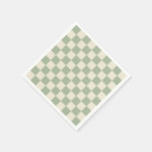 Groen en Gebroken Wit Checkerboard Servet (Hoek)