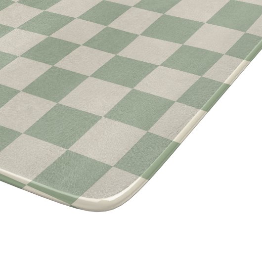 Groen en Gebroken Wit Checkerboard Snijplank (Hoek)
