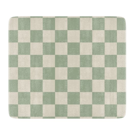 Groen en Gebroken Wit Checkerboard Snijplank (Voorkant)