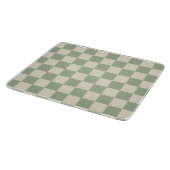 Groen en Gebroken Wit Checkerboard Snijplank (Hoek)