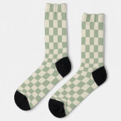 Groen en Gebroken Wit Checkerboard Sokken (Links)