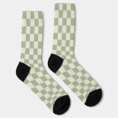 Groen en Gebroken Wit Checkerboard Sokken (Rechts)
