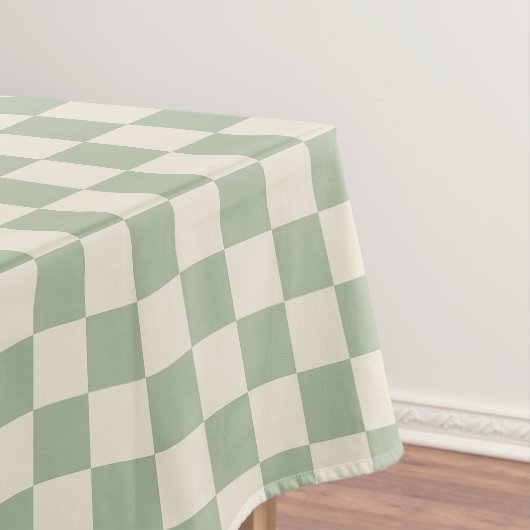Groen en Gebroken Wit Checkerboard Tafelkleed (Voorbeeld)