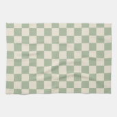 Groen en Gebroken Wit Checkerboard Theedoek (Horizontaal)