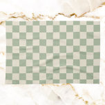 Groen en Gebroken Wit Checkerboard Theedoek<br><div class="desc">Groen en Gebroken Wit Checkerboard</div>
