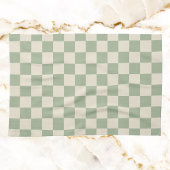Groen en Gebroken Wit Checkerboard Theedoek