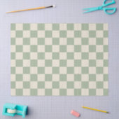 Groen en Gebroken Wit Checkerboard Tissuepapier (Craft)