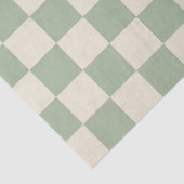 Groen en Gebroken Wit Checkerboard Tissuepapier (Detail)