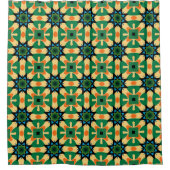 Groen En Geel Abstract Douchegordijn (Voorkant)