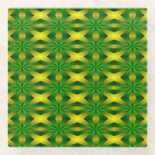 Groen en geel abstract glazen onderzetter