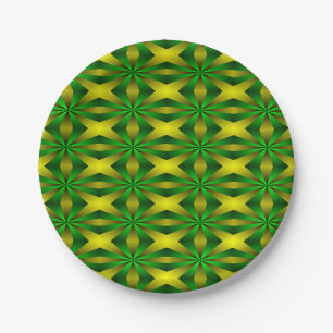 Groen en geel abstract papieren bordje