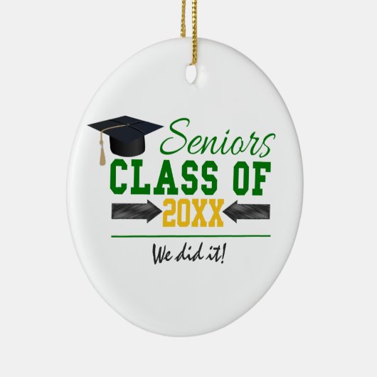 Groen en geel Afstuderen Keramisch Ornament (Rechts)