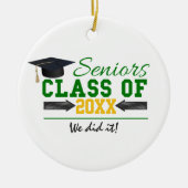 Groen en geel Afstuderen Keramisch Ornament (Voorkant)