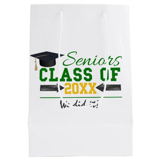 Groen en geel Afstuderen Medium Cadeauzakje (Achterkant)