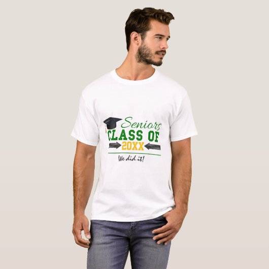 Groen en geel Afstuderen T-shirt (Voorkant volledig)