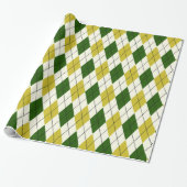 Groen en geel argylepatroon cadeaupapier (Uitgerold)