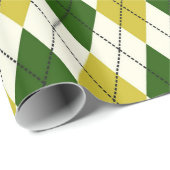 Groen en geel argylepatroon cadeaupapier (Rol Hoek)
