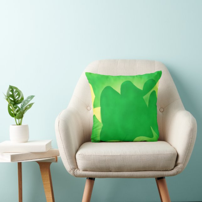 Groen en Geel Artsy Sierkussen (Stoel)