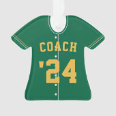 Groen en Geel Baseball Coach Team Jersey Ornament (voorkant)