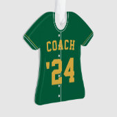 Groen en Geel Baseball Coach Team Jersey Ornament (voorkant)