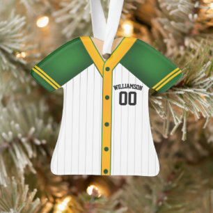 Groen en geel Baseball Jersey Ornament