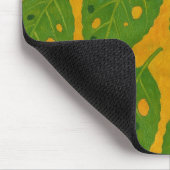 Groen en Geel Bladpatroon Mousepad Muismat (Hoek)