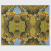 Groen en geel Cactus Glossy Wrapping Paper Cadeaupapier (Vlak)