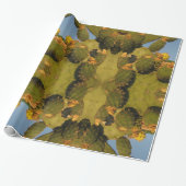 Groen en geel Cactus Glossy Wrapping Paper Cadeaupapier (Uitgerold)