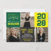 Groen en Geel Chalkboard 3 Foto Afstuderen Kaart (Voorkant)