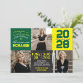 Groen en Geel Chalkboard 3 Foto Afstuderen Kaart (Staand voorkant)