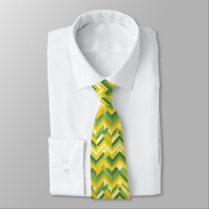 Groen en geel chevron patroon stropdas