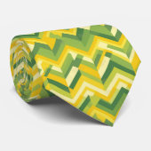 Groen en geel chevron patroon stropdas (Opgerold)