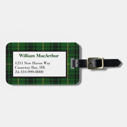 Groen en Geel Clan MacArthur Pset Bagagelabel (Voorkant horizontaal)