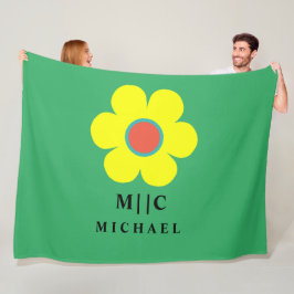 Groen en Geel Eenvoudig Modern Fleece Deken