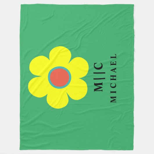 Groen en Geel Eenvoudig Modern Fleece Deken (Voorkant)