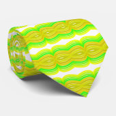 Groen en Geel Figuur Acht Lint Patroon Art Stropdas (Opgerold)