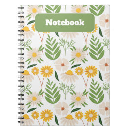 Groen en geel Floral Wildflower Notitieboek