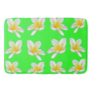 groen en geel frangipani patroon, badmat