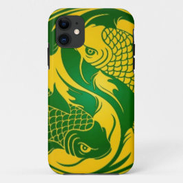 Groen en geel geel in Yang Koi Fish iPhone 11 Hoesje