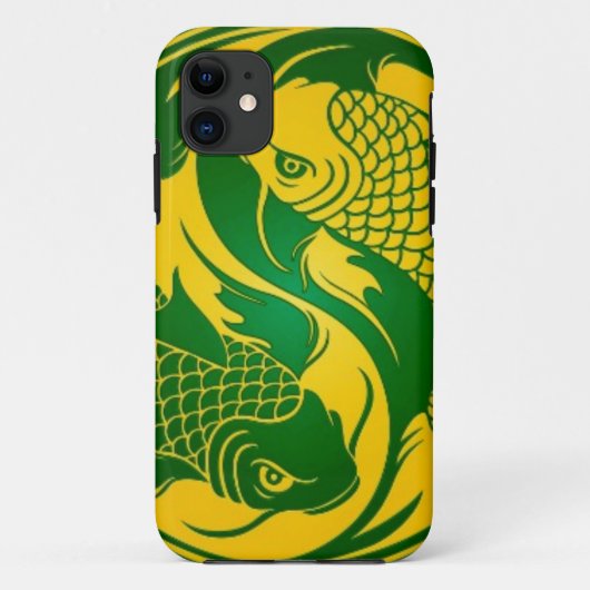 Groen en geel geel in Yang Koi Fish Case-Mate iPhone Case (Achterkant)