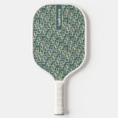 Groen en Geel Geometrisch Patroon Modern Monogram Pickleball Paddle (Voorkant)