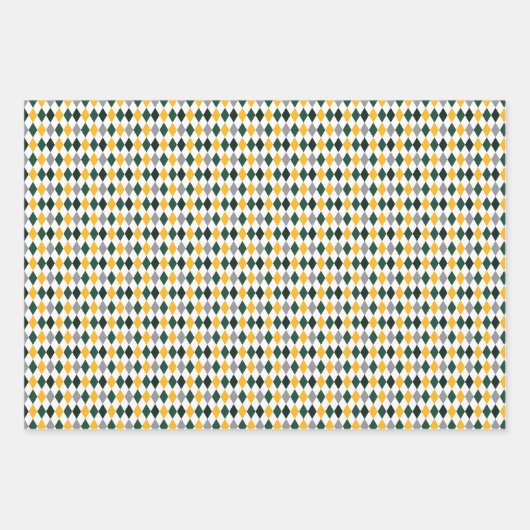 Groen en Geel Goud Gemengde Patronen Inpakpapier Vel (Voorkant 2)