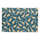 Groen en geel herhalen motief | Koi vispatroon Kussensloop (Achterkant)