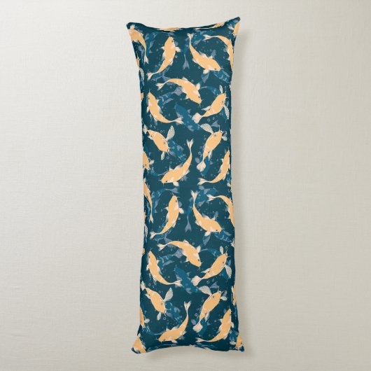 Groen en geel herhalen motief | Koi vispatroon Lichaamskussen (Achterkant (Verticaal))